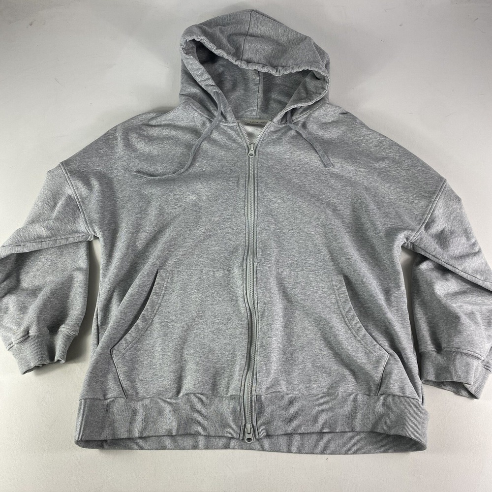 Gentle Herd Hoodie Women's XL Grey Oversized Full Zip Cotton Blend Sweatshirt